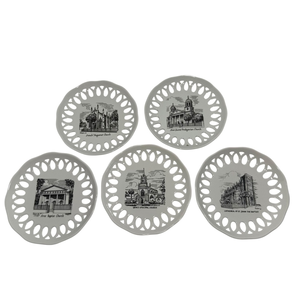 Vintage Christmas in Charleston SC Churches Collector Plates Set of 5 China Hall